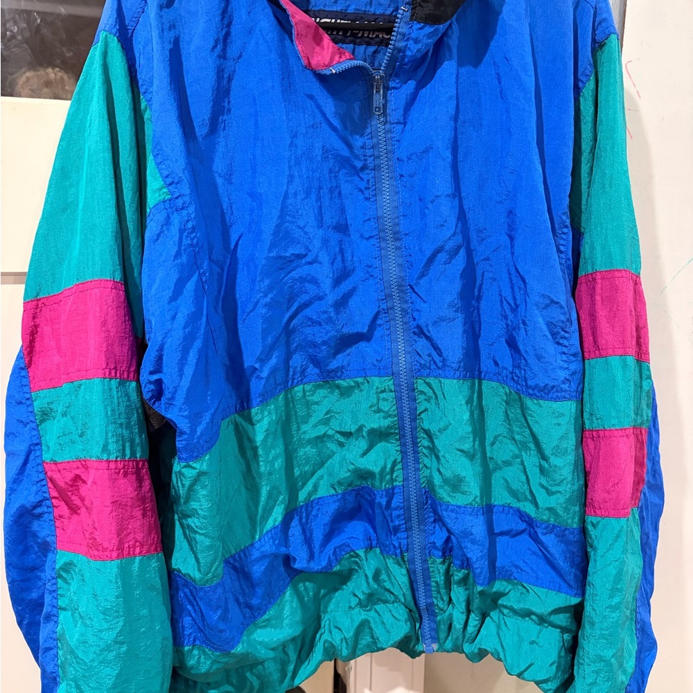 Vintage Mighty Mac Windbreaker Jacket Full Zip 90s Color Block